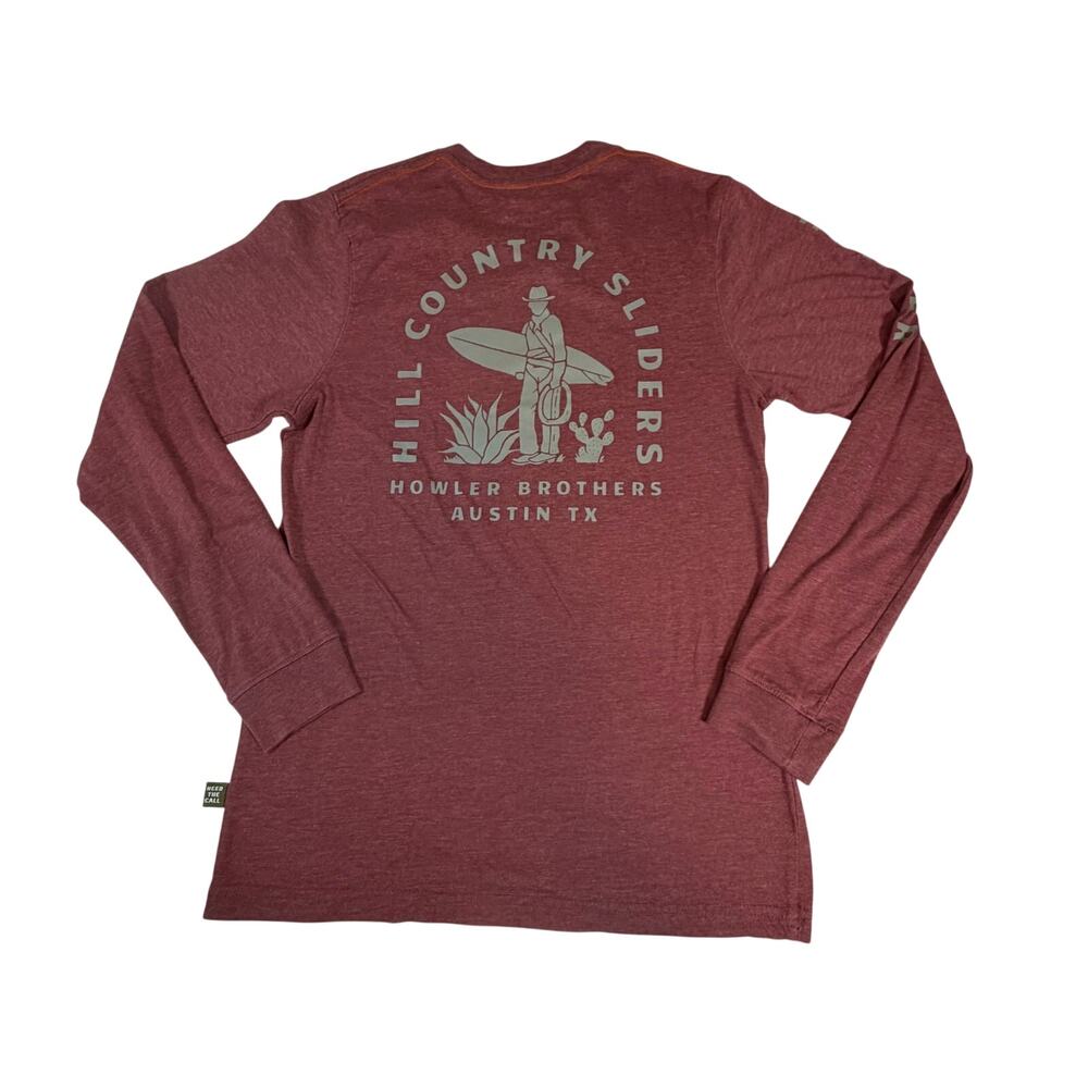 Howler Bros Hill Country Sliders Print T-Shirt Maroon Men’s Sz S